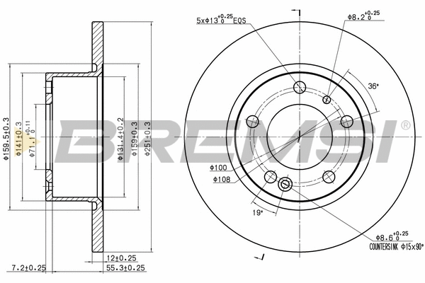 Disque de frein BREMSI CD6554S