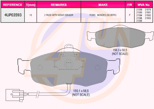 Kit de plaquettes de frein, frein à disque 4u 4UP03593