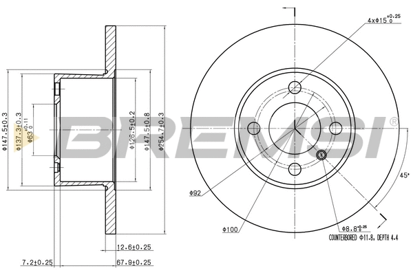 Disque de frein BREMSI CD6075S