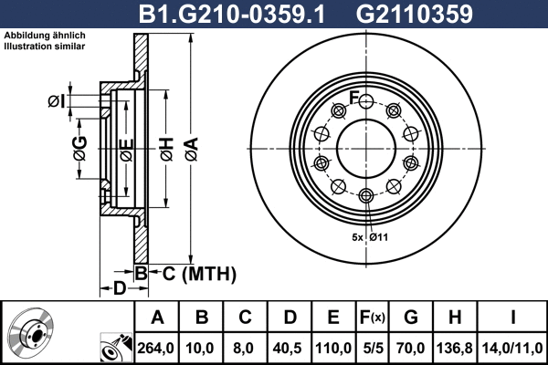 Disque de frein GALFER B1.G210-0359.1