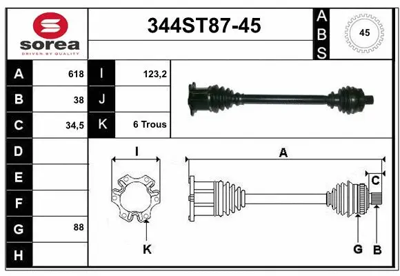 Arbre de transmission STARTCAR 344ST87-45