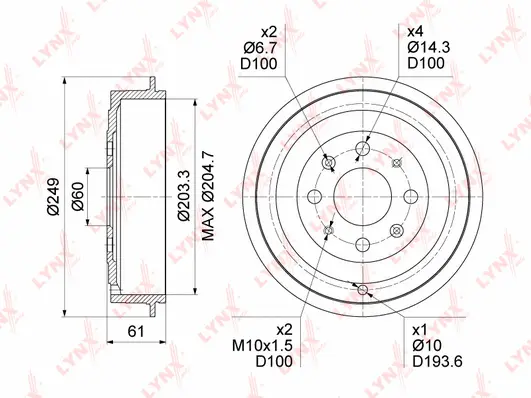 Tambour de frein LYNXAUTO BM-1036