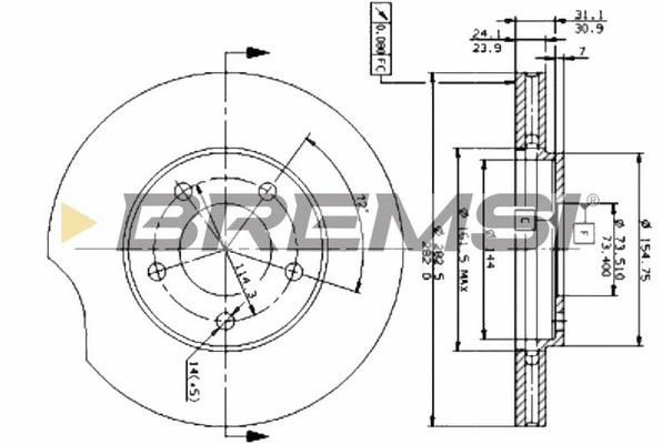 Disque de frein BREMSI CD6366V