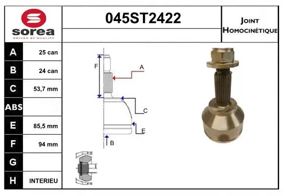 Jeu de joints, arbre de transmission STARTCAR 045ST2422