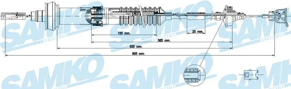 Tirette à câble, commande d'embrayage SAMKO C0156C