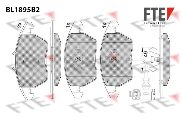 Kit de plaquettes de frein, frein à disque FTE 9011086