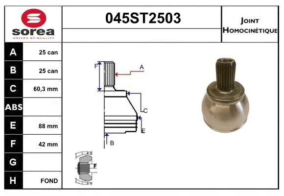 Jeu de joints, arbre de transmission STARTCAR 045ST2503