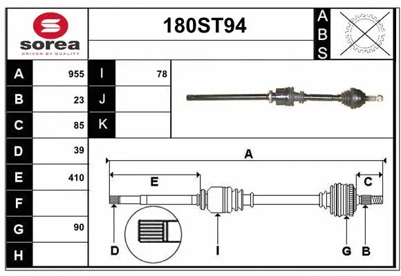 Arbre de transmission STARTCAR 180ST94