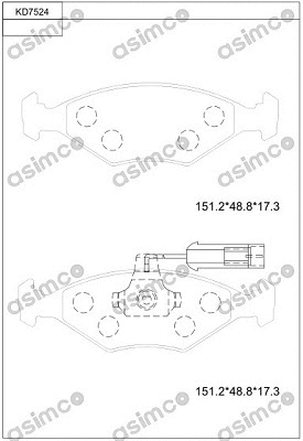 Kit de plaquettes de frein, frein à disque ASIMCO KD7524