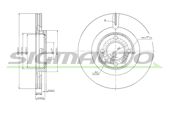 Disque de frein SIGMAUTO DBA339V