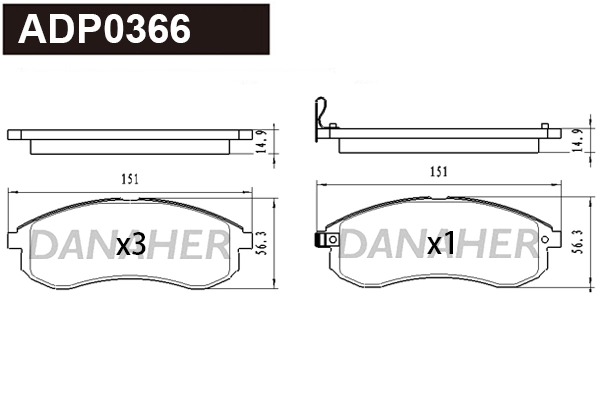 Kit de plaquettes de frein, frein à disque DANAHER ADP0366