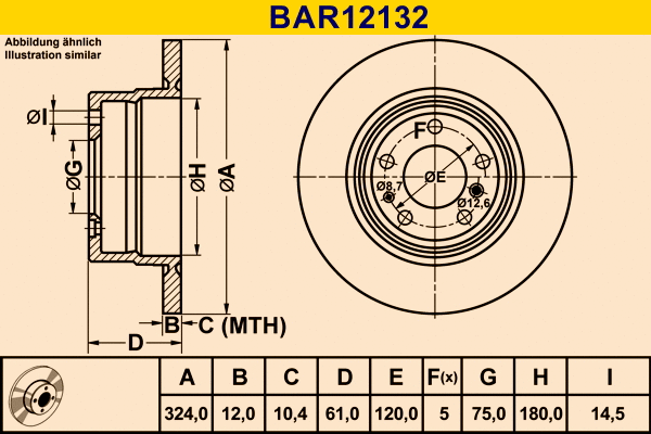 Disque de frein BARUM BAR12132