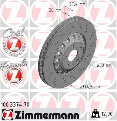 Disque de frein ZIMMERMANN 100.3374.70