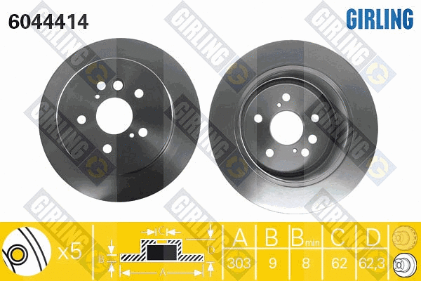 Disque de frein GIRLING 6044414