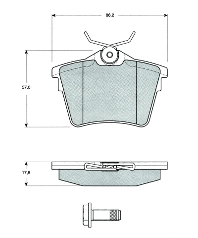 Kit de plaquettes de frein, frein à disque MTR MT556