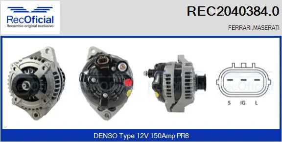 Alternateur RECOFICIAL REC2040384.0