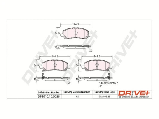Kit de plaquettes de frein, frein à disque Dr!ve+ DP1010.10.0056