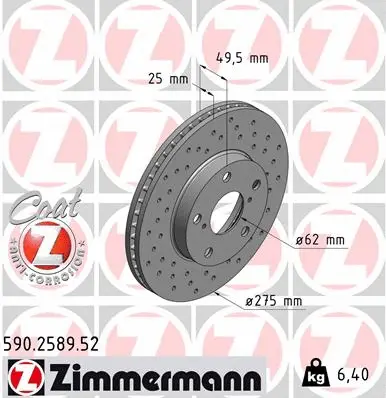 Disque de frein ZIMMERMANN 590.2589.52