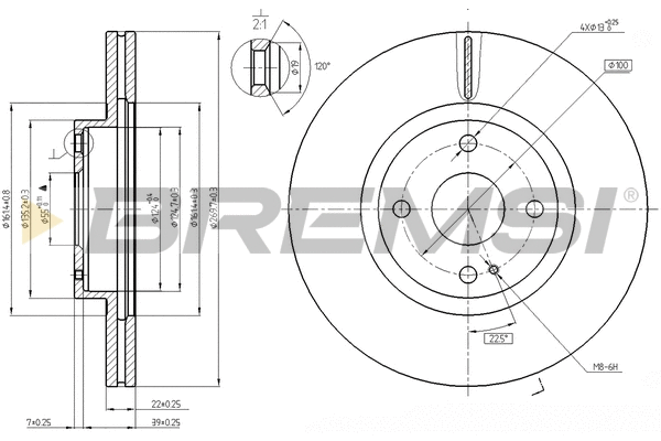 Disque de frein BREMSI CD7839V