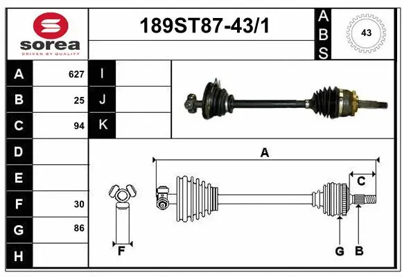 Arbre de transmission STARTCAR 189ST87-43/1