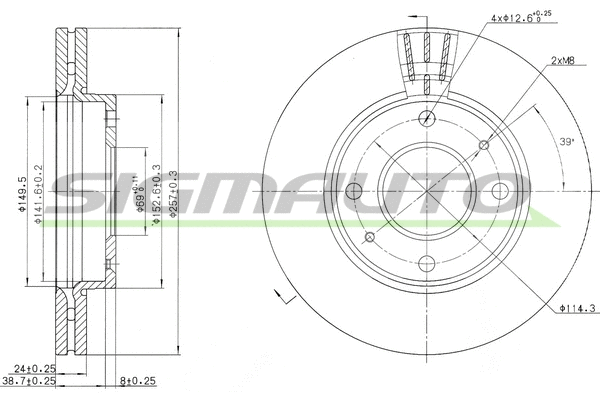 Disque de frein SIGMAUTO DBB270V