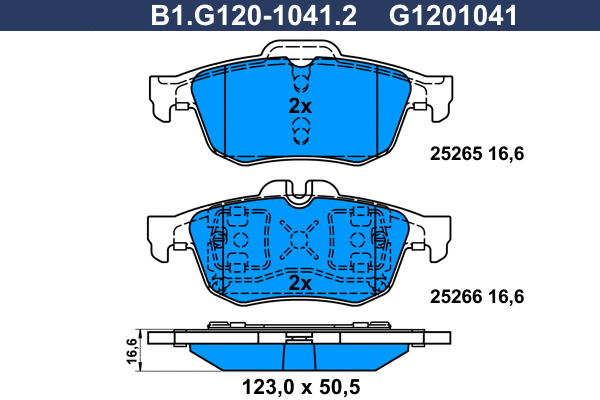 Kit de plaquettes de frein, frein à disque GALFER B1.G120-1041.2