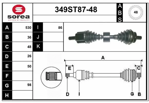 Arbre de transmission STARTCAR 349ST87-48
