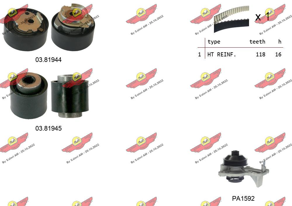 Pompe à eau + kit de courroie crantée AUTOKIT 04.5356PA