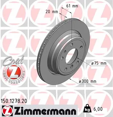 Disque de frein ZIMMERMANN 150.1278.20
