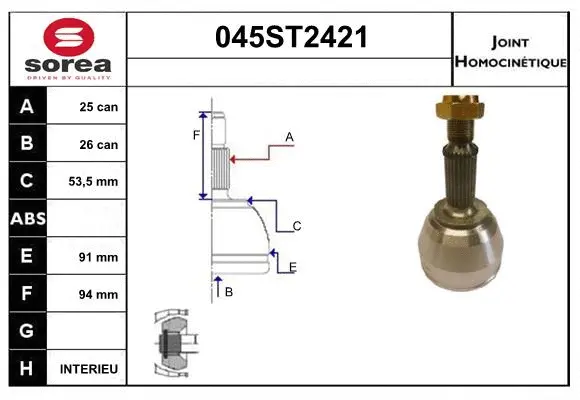 Jeu de joints, arbre de transmission STARTCAR 045ST2421