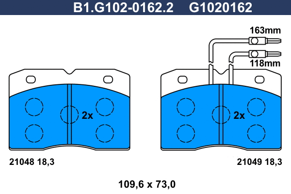 Kit de plaquettes de frein, frein à disque GALFER B1.G102-0162.2