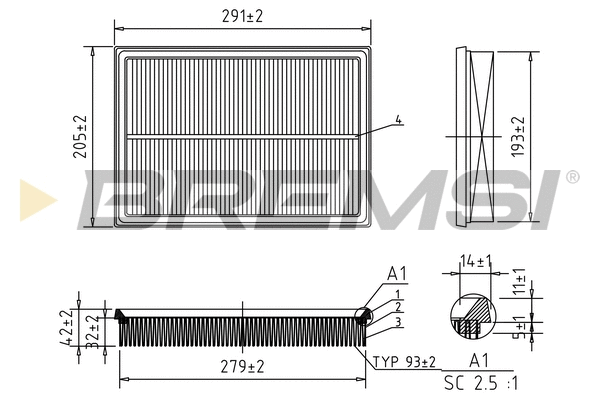 Filtre à air BREMSI FA0125