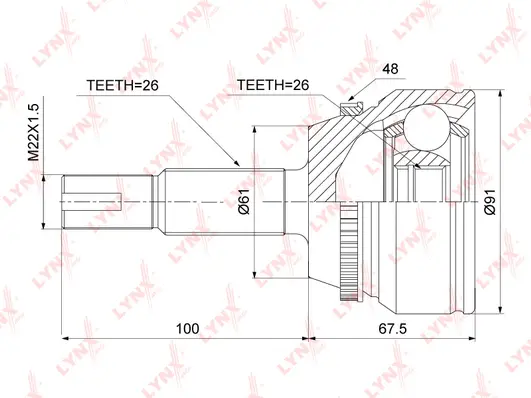 Jeu de joints, arbre de transmission LYNXAUTO CO-3906A