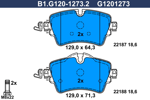 Kit de plaquettes de frein, frein à disque GALFER B1.G120-1273.2
