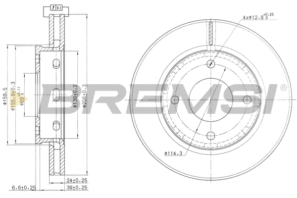 Disque de frein BREMSI CD7621V