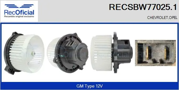 Pulseur d'air habitacle RECOFICIAL RECSBW77025.1