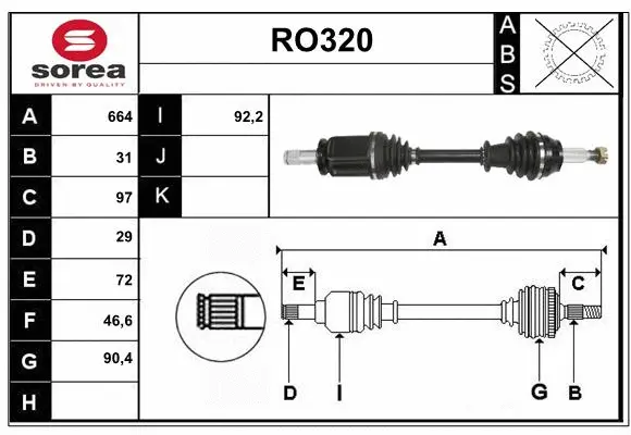Arbre de transmission SERA RO320