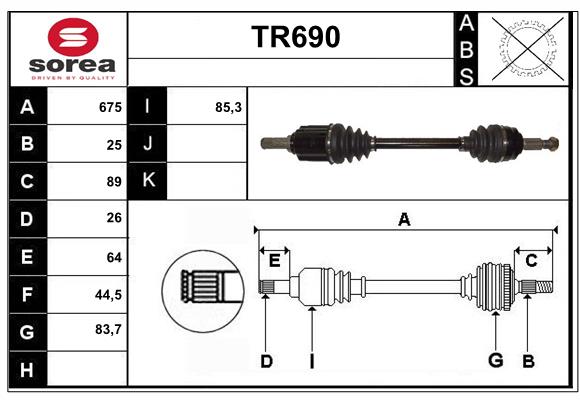 Arbre de transmission SERA TR690