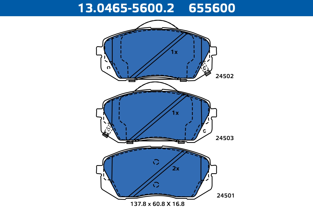 Kit de plaquettes de frein, frein à disque ATE-APAC 13.0465-5600.2