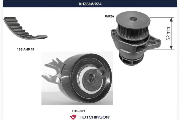 Pompe à eau + kit de courroie crantée HUTCHINSON KH 268WP24
