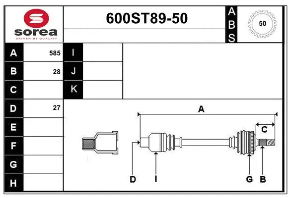 Arbre de transmission STARTCAR 600ST89-50