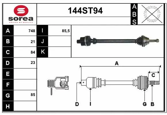 Arbre de transmission STARTCAR 144ST94