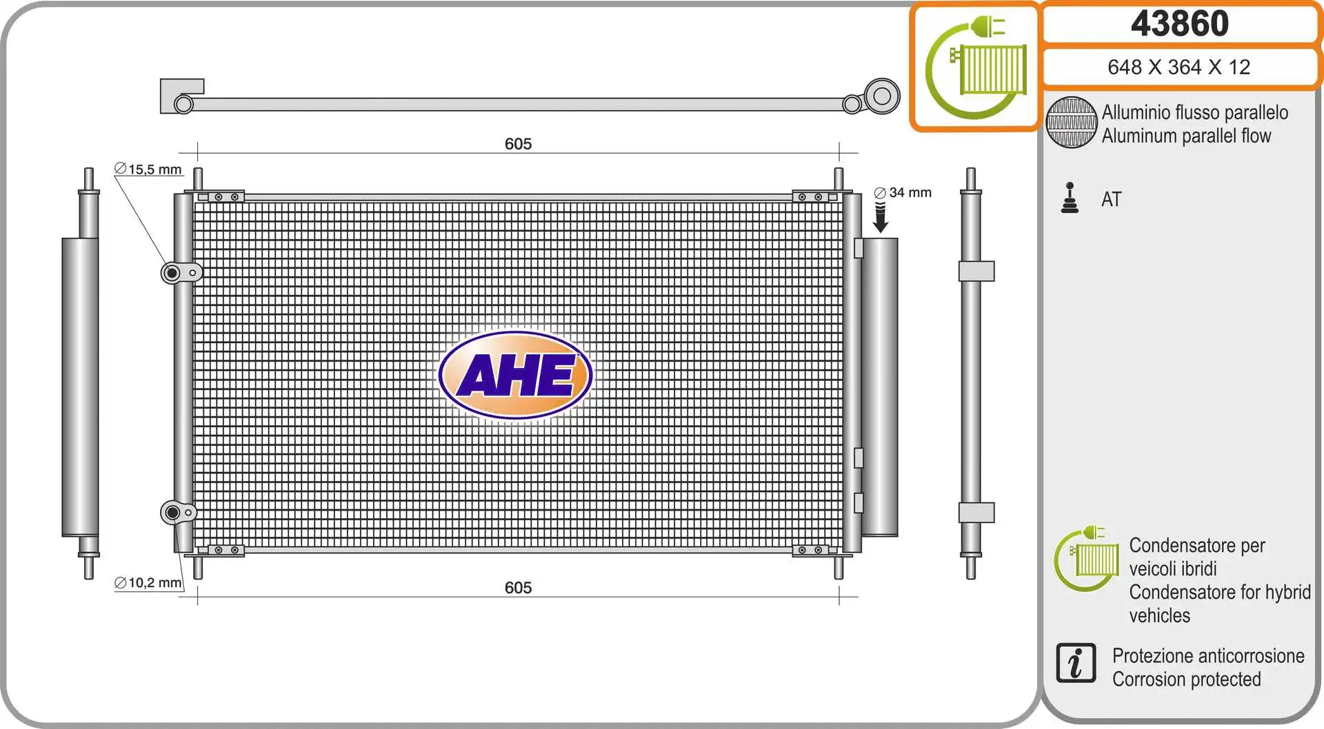 Condenseur, climatisation AHE 43860