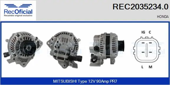Alternateur RECOFICIAL REC2035234.0