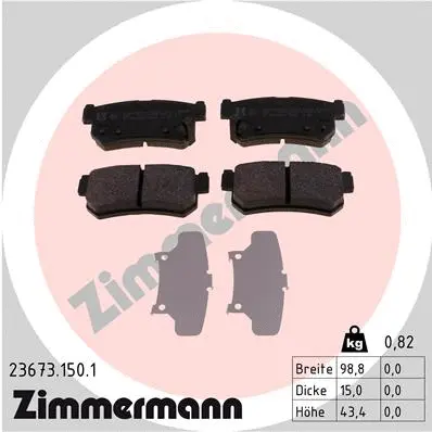 Kit de plaquettes de frein, frein à disque ZIMMERMANN 23673.150.1