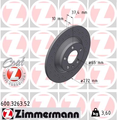 Disque de frein ZIMMERMANN 600.3263.52