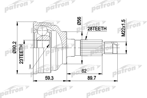 Jeu de joints, arbre de transmission PATRON PCV1268