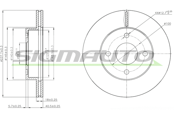 Disque de frein SIGMAUTO DBB884V