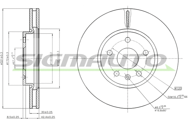 Disque de frein SIGMAUTO DBB722V