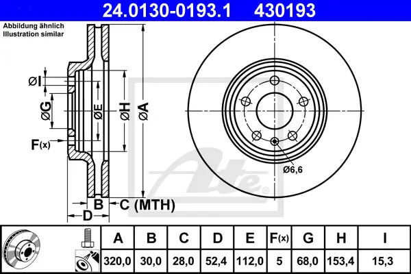 Disque de frein ATE-APAC 24.0130-0193.1